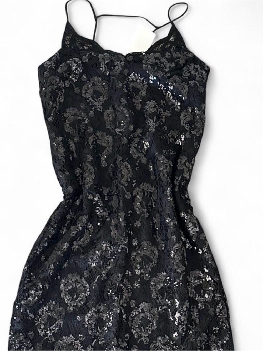 H&M Black Sequin Lace Midi Dress